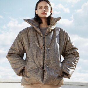 Nanushka Hide Puffer Jacket - Brown Snake Vinyl